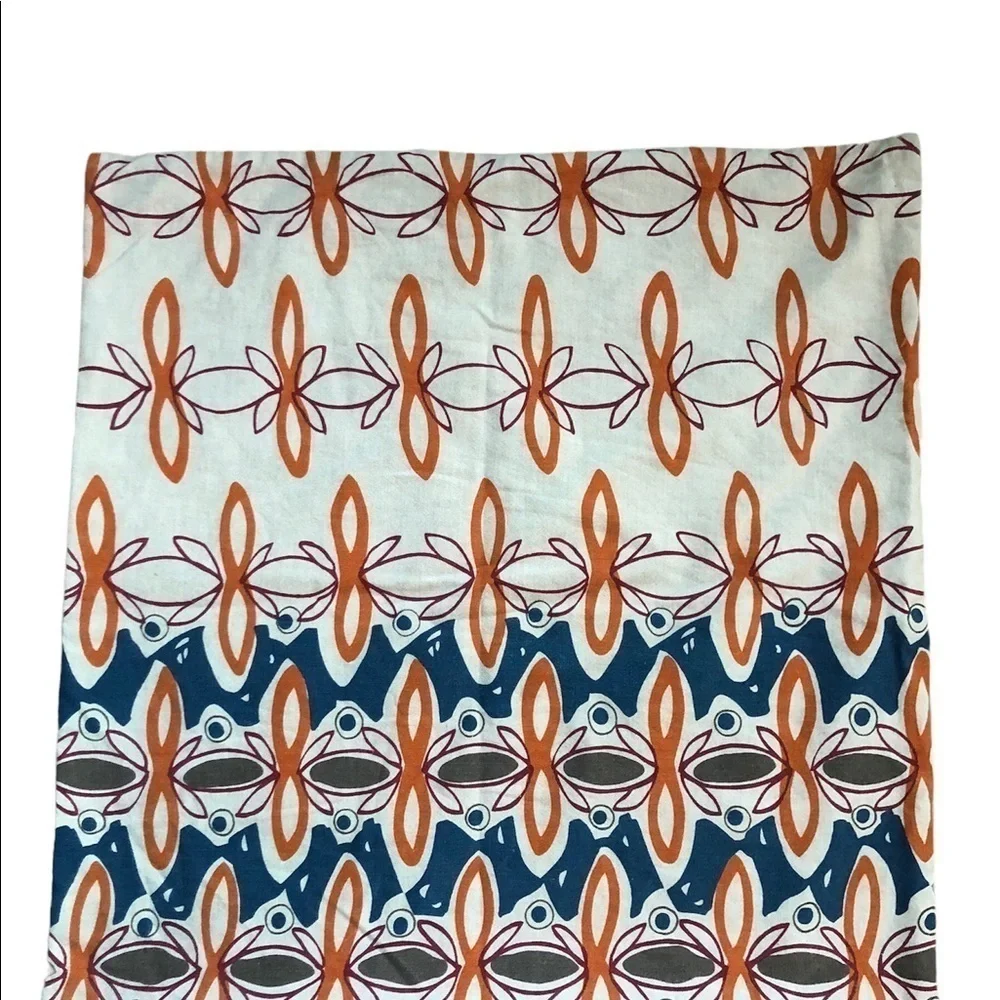 Crate & Barrel Square Printed Pillow Cover 23X23 Teal, Pumpkin Oatmeal Decorate
